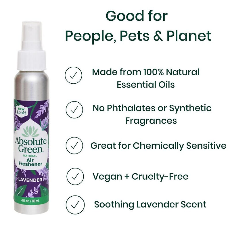 Absolute Green Air Freshener Spray, Lavender Scent, 4 Fl. Oz., 2/Pack (LAVAIR-2PK)