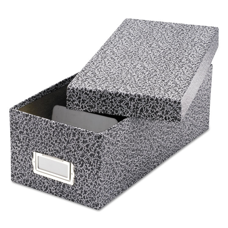 Reinforced Board Card File, Lift-Off Cover, Holds 1,200 3 X 5 Cards, 5.13 X 11 X 3.63, Black/white