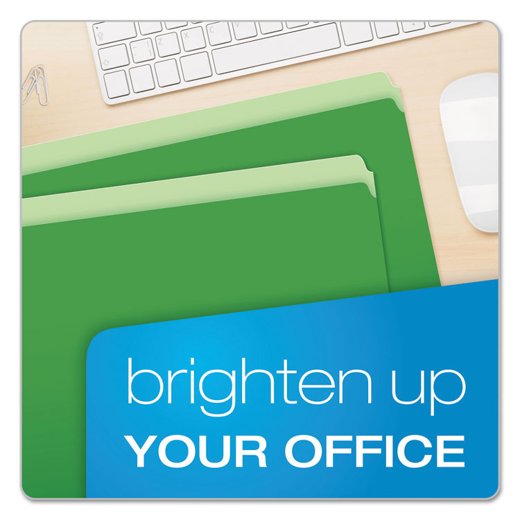 Colored File Folders, Straight Tabs, Letter Size, Green/Light Green, 100/Box