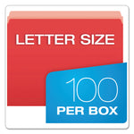 Colored File Folders, Straight Tabs, Letter Size, Red/Light Red, 100/Box