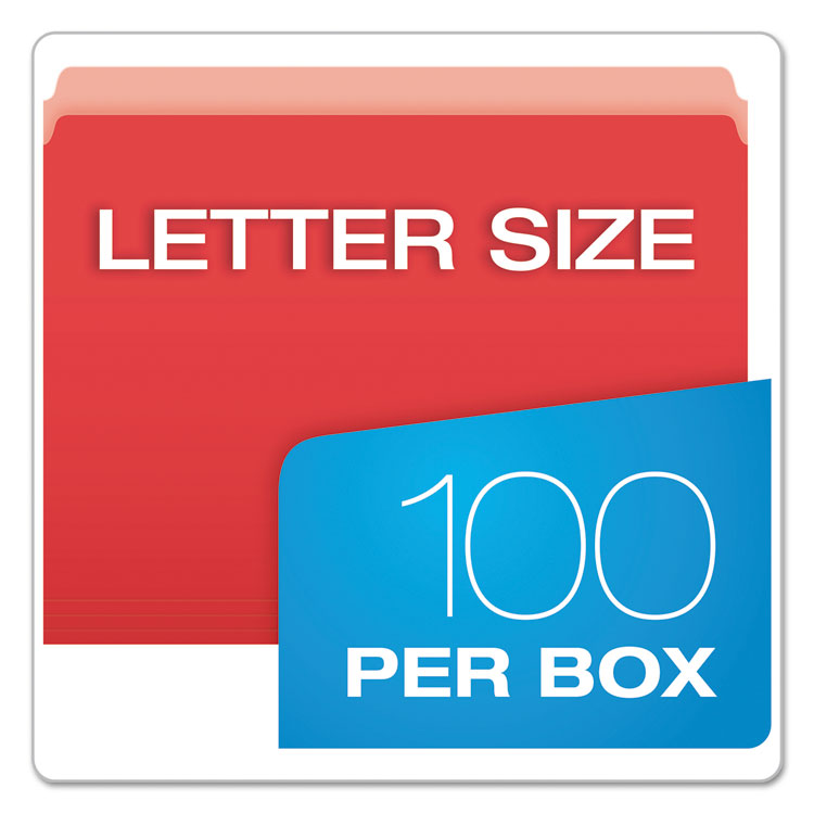 Colored File Folders, Straight Tabs, Letter Size, Red/Light Red, 100/Box