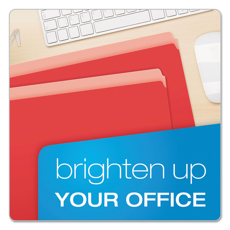 Colored File Folders, Straight Tabs, Letter Size, Red/Light Red, 100/Box