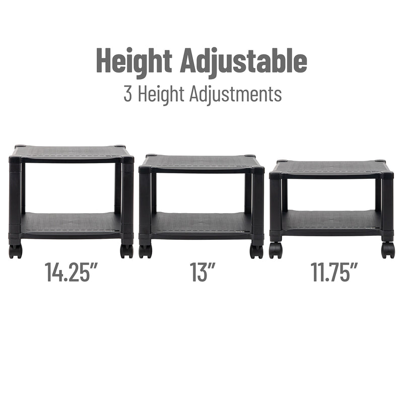 Mind Reader 2-Shelf Mobile Printer Utility Cart with Wheels, Black (PRCARTSM-BLK)