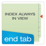 End Tab Classification Folders, 2.5" Expansion, 2 Dividers, 6 Fasteners, Letter Size, Pale Green Exterior, 10/Box