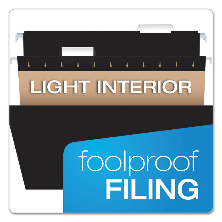 Colored Hanging Folders, Letter Size, 1/5-Cut Tabs, Black, 25/Box