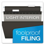 Colored Reinforced Hanging Folders, Legal Size, 1/5-Cut Tabs, Black, 25/Box