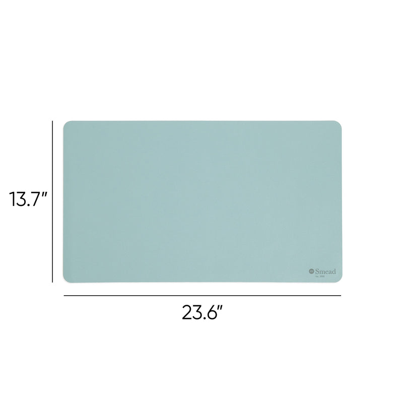 Smead Small Vegan Leather Anti-Slip Desk Pad, 23.6" x 13.7", Light Blue (SMD64840)
