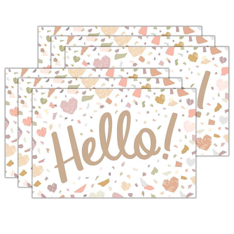 Teacher Created Resources Terrazzo Tones Hello Uncoated Postcards, Multicolored, 30 Cards/Pack, 6/Bundle (TCR7224-6)