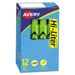 Hi-Liter Desk-Style Highlighters, Fluorescent Green Ink, Chisel Tip, Green/black Barrel, Dozen