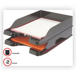 Docutray Multi-Directional Stacking Tray Set, 2 Sections, Letter To Legal Size Files, 10.13" X 13.63" X 2.5", Black, 2/pack