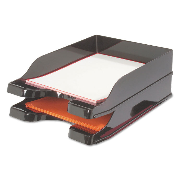 Docutray Multi-Directional Stacking Tray Set, 2 Sections, Letter To Legal Size Files, 10.13" X 13.63" X 2.5", Black, 2/pack