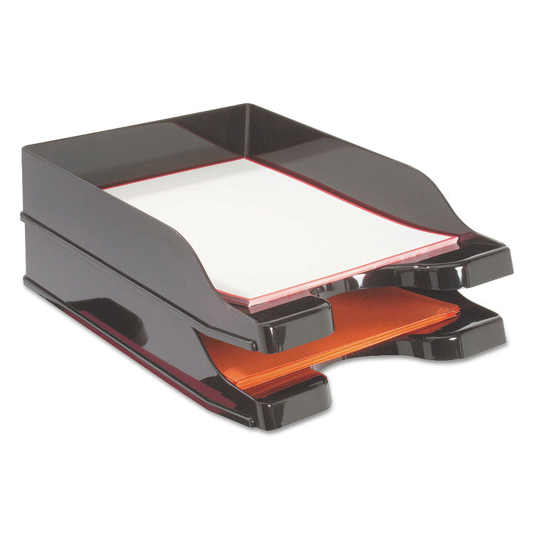 Docutray Multi-Directional Stacking Tray Set, 2 Sections, Letter To Legal Size Files, 10.13" X 13.63" X 2.5", Black, 2/pack