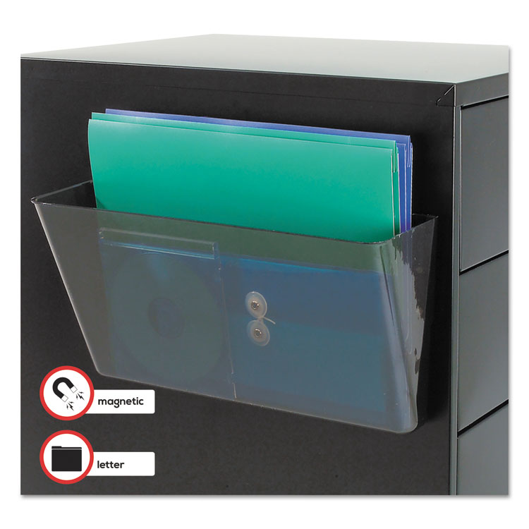 Magnetic DocuPocket Wall File, Letter Size, 13" x 4" x 7", Smoke