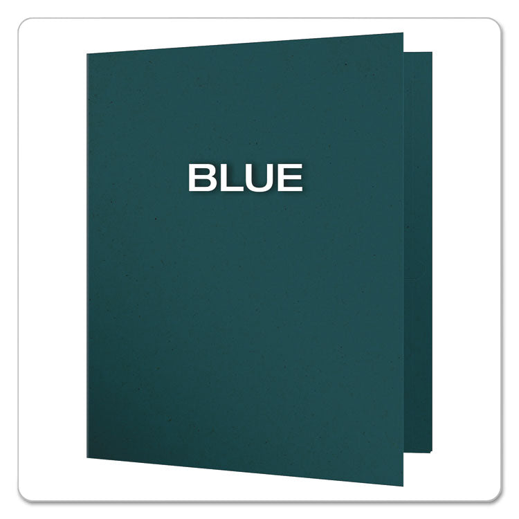 Earthwise By Oxford 100% Recycled Paper Twin-Pocket Portfolio, 100-Sheet Capacity, 11 X 8.5, Blue, 25/box