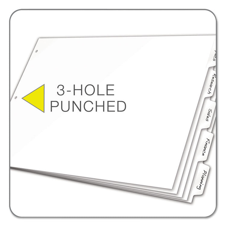 Write 'n Erase Tabloid Index Dividers, 5-Tab, 11 X 17, White, 1 Set