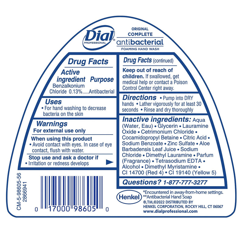 Dial Complete Antibacterial Foaming Hand Soap, 15.2 Oz. (DIA98606)