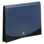 12-Pocket Poly Expanding File, 0.88" Expansion, 12 Sections, Cord/Hook Closure, 1/6-Cut Tabs, Letter Size, Black/Blue
