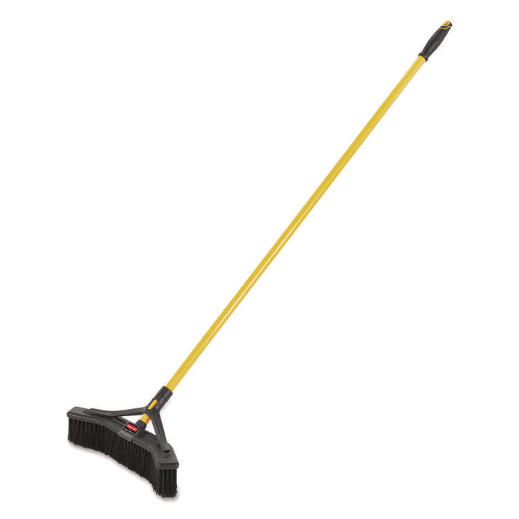 Maximizer Push-To-Center Broom, Poly Bristles, 18 X 58.13, Steel Handle, Yellow/black