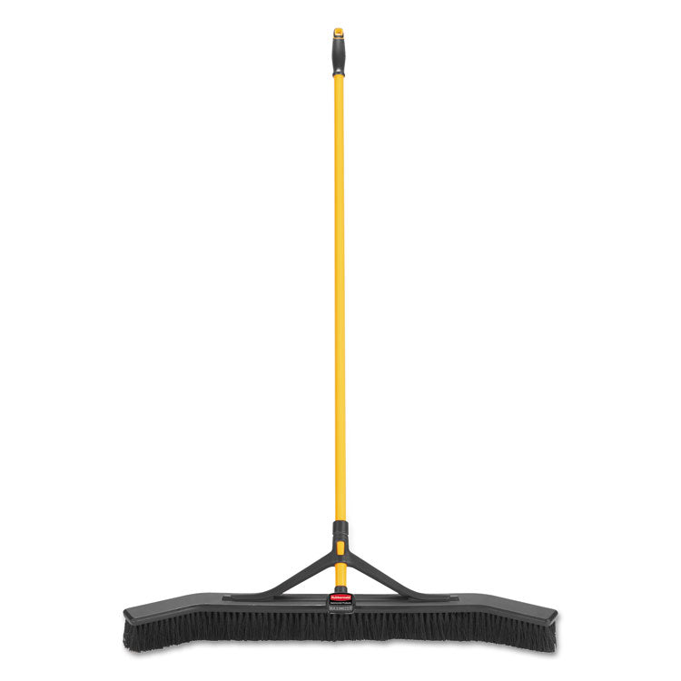 Maximizer Push-To-Center Broom, Poly Bristles, 36 X 58.13, Steel Handle, Yellow/black