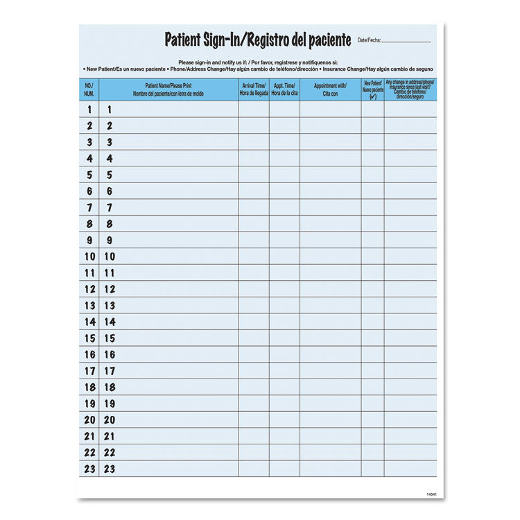 Hipaa Labels, Patient Sign-In, 8.5 X 11, Blue, 23/sheet, 125 Sheets/pack