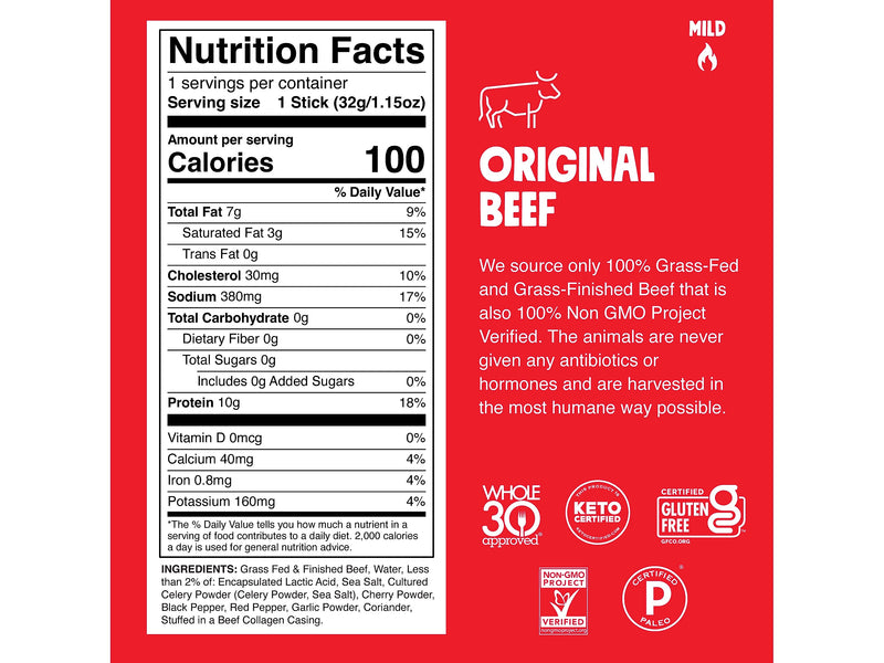 Chomps Original Beef Meat Stick, 1.15 oz., 24/Box (CO24)