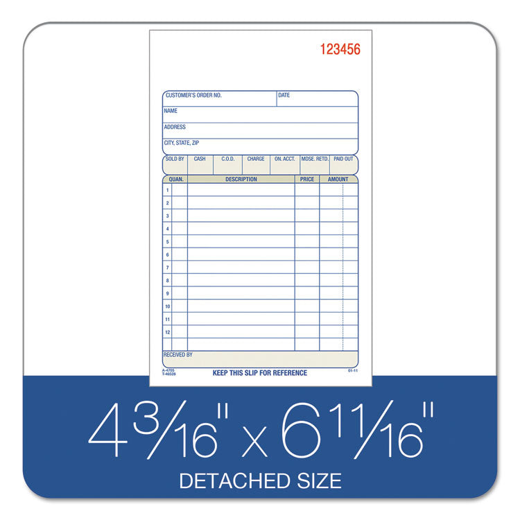 Multipart Sales Order Pad, 12 Lines, Two-Part Carbonless, 4.19 x 6.69, 50 Forms Total