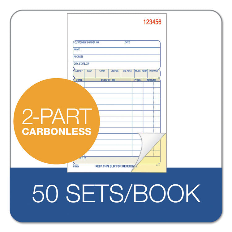 Multipart Sales Order Pad, 12 Lines, Two-Part Carbonless, 4.19 x 6.69, 50 Forms Total