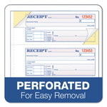 Receipt Book, Three-Part Carbonless, 7.19 x 2.75, 4 Forms/Sheet, 100 Forms Total