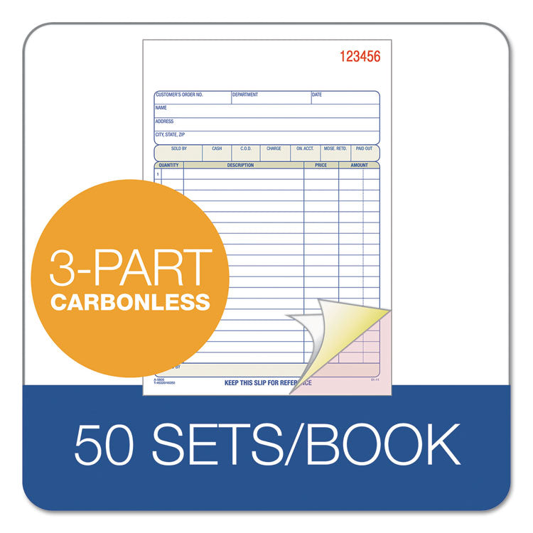 Multipart Sales Order Pad, Three-Part Carbonless, 5.56 x 7.94, 50 Forms Total