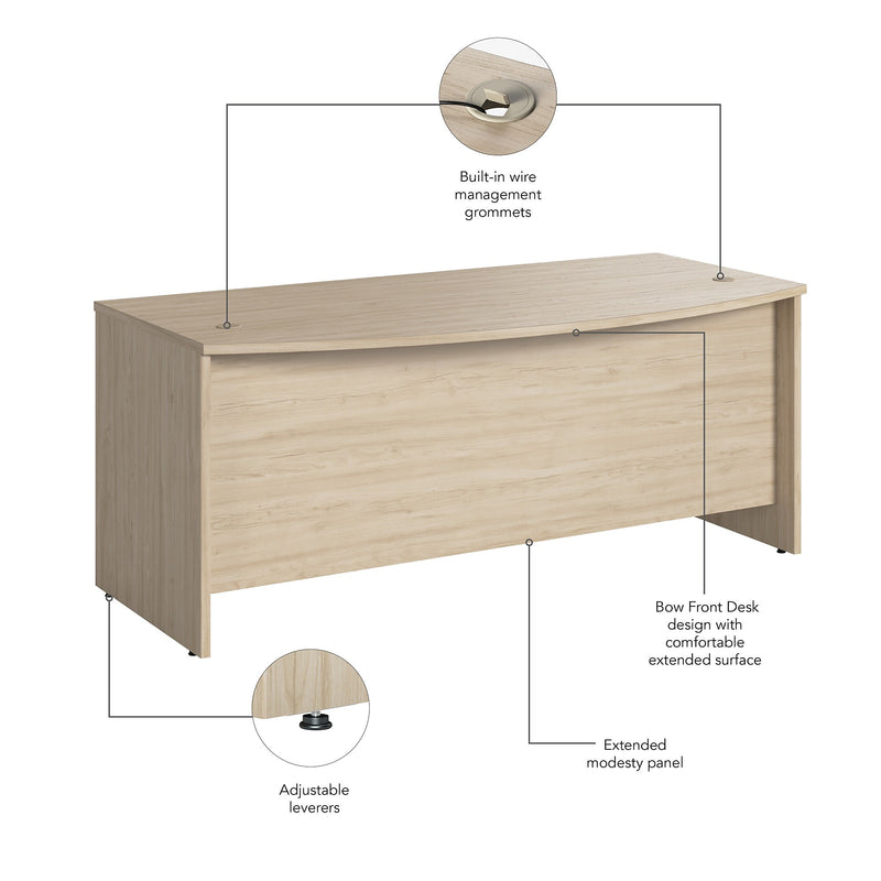 Bush Business Furniture Studio C 72"W Bow Front Desk, Natural Elm (SCD172NE)