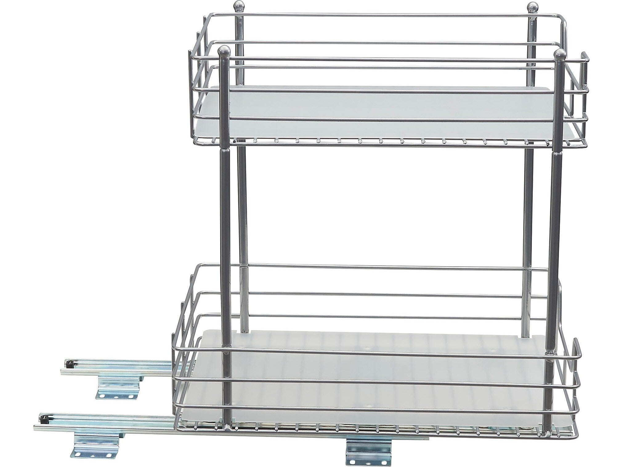 Household Essentials Glidez Steel Two-Tier Storage Organizer, SIlver (25310-1)