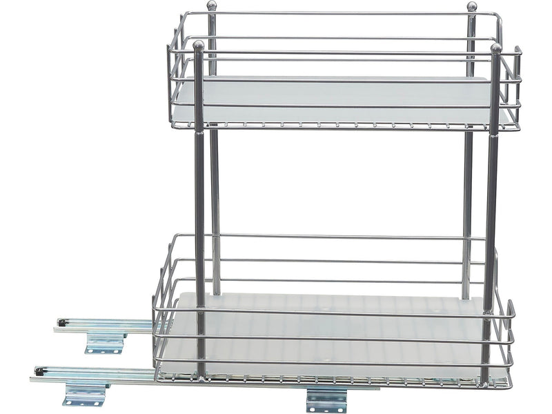 Household Essentials Glidez Steel Two-Tier Storage Organizer, SIlver (25310-1)