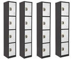 AdirOffice 72" 4-Tier Black and White Storage Locker, 4/Pack (ADI629-204-B-W-PKG-4)
