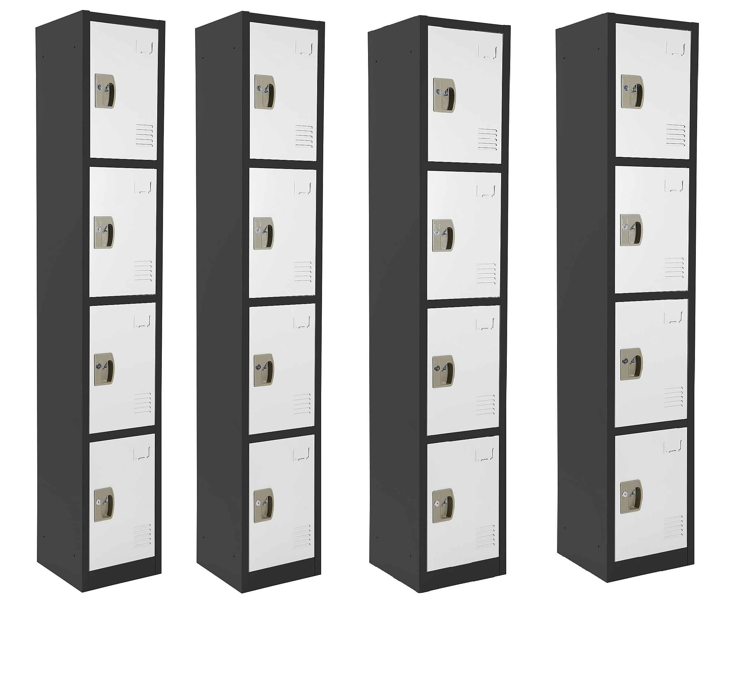 AdirOffice 72" 4-Tier Black and White Storage Locker, 4/Pack (ADI629-204-B-W-PKG-4)