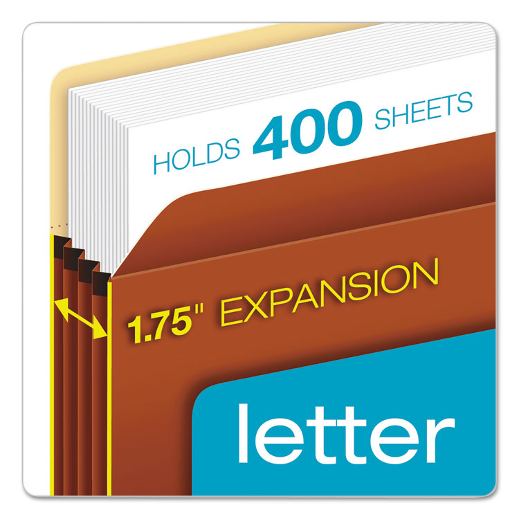 Standard Expanding File Pockets, 1.75" Expansion, Letter Size, Redrope, 25/Box