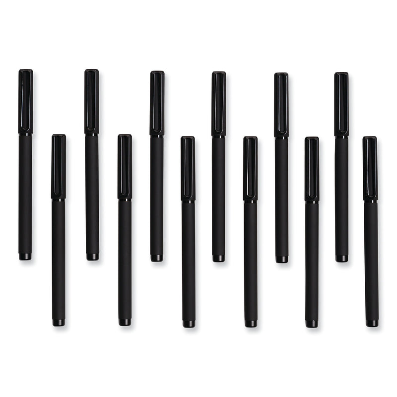 U Brands Catalina Soft Touch Porous Point Pen, Stick, Fine 0.7 mm, Black Ink, Black Barrel, Dozen