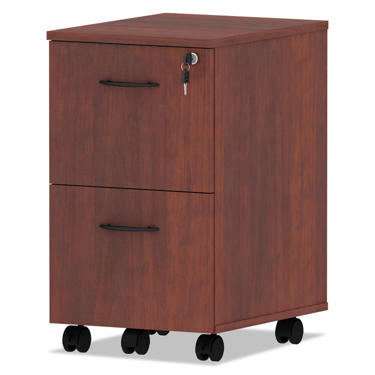 Alera Valencia Series Mobile Pedestal, Left Or Right, 2 Legal/letter-Size File Drawers, Medium Cherry, 15.38" X 20" X 26.63"