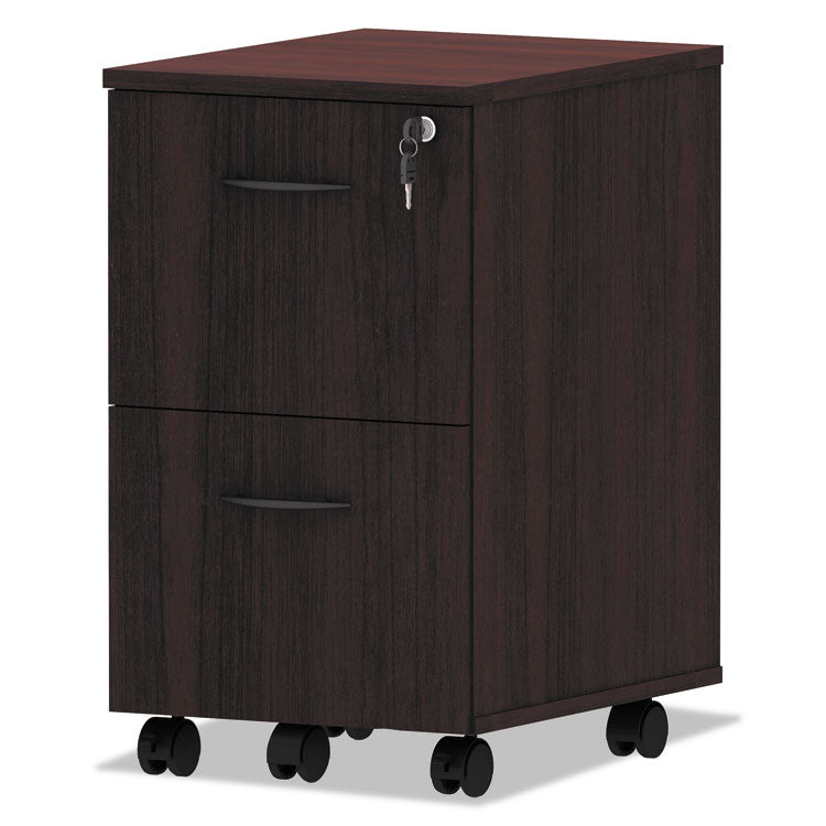 Alera Valencia Series Mobile Pedestal, Left Or Right, 2 Legal/letter-Size File Drawers, Mahogany, 15.38" X 20" X 26.63"
