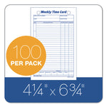 Weekly Employee Time Cards, One Side, 4.25 X 6.75, 100/pack