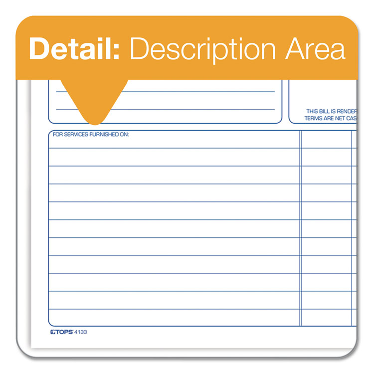 Bill for Services Rendered Book, Two-Part Carbonless, 8.5 x 7.75, 50 Forms Total