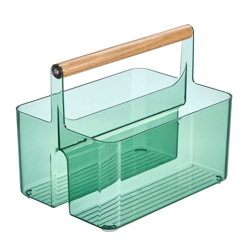 mDesign 2-Compartment Plastic Desk Organizer, Sage/Natural (26055)