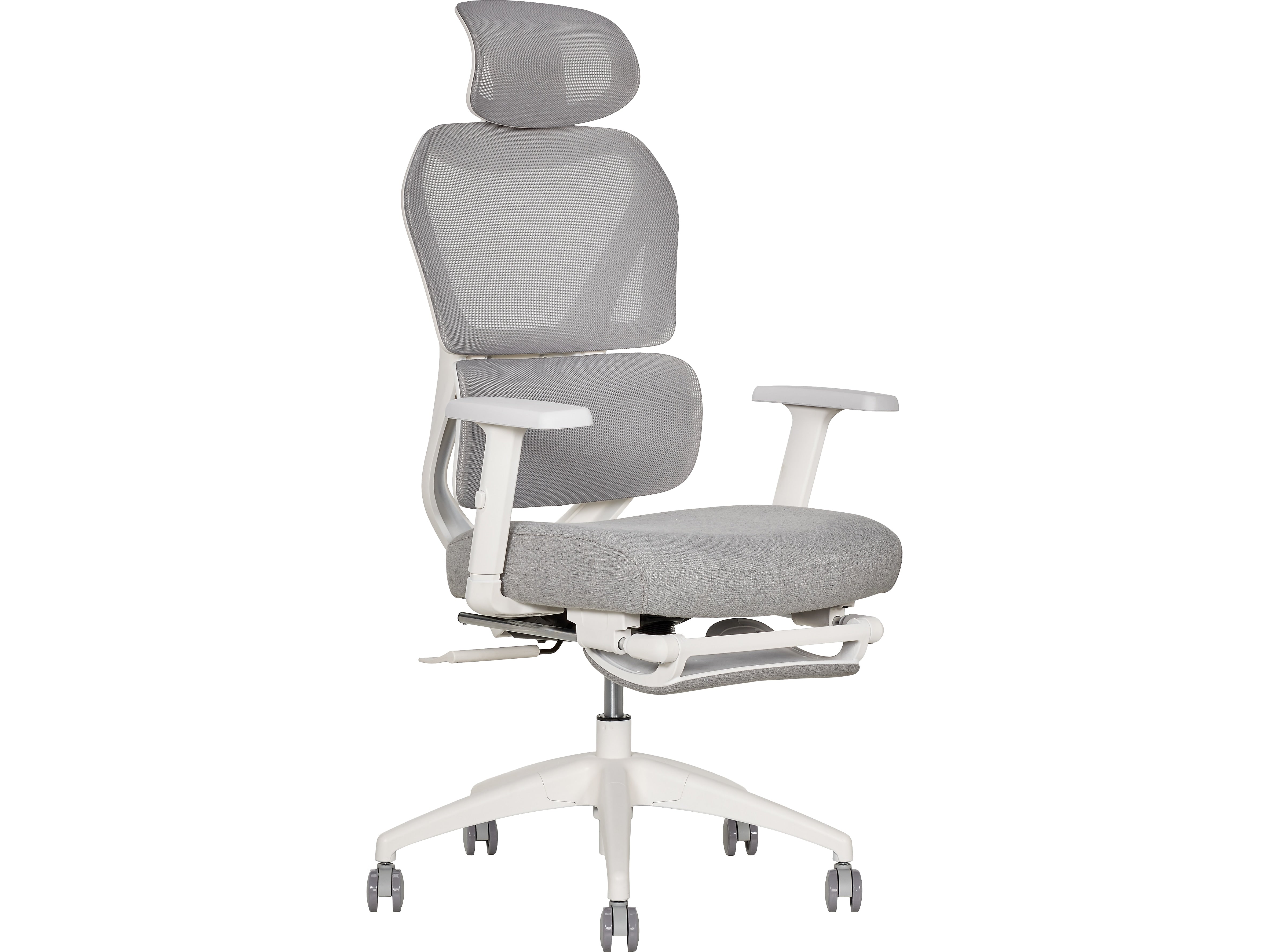 Sharper Image S-850 Heated Ergonomic Mesh Swivel Executive Massage Chair, Light Gray/White (60106-LGRYWHT)