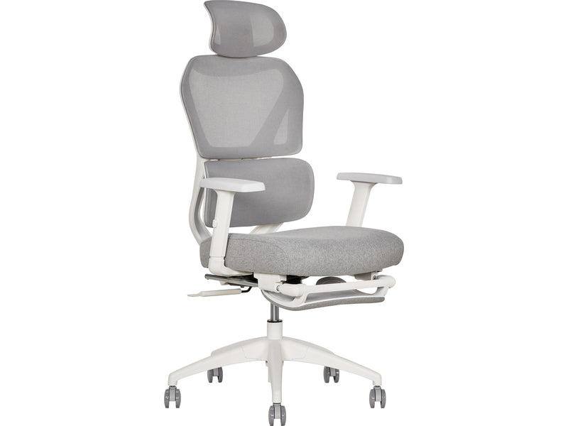 Sharper Image S-850 Heated Ergonomic Mesh Swivel Executive Massage Chair, Light Gray/White (60106-LGRYWHT)