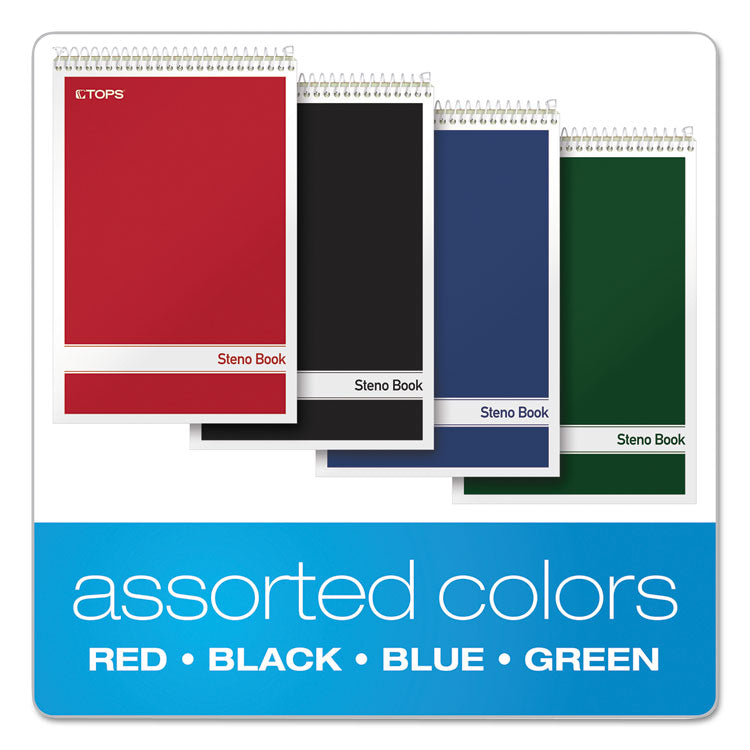 Steno Pad, Gregg Rule, Assorted Cover Colors, 80 Green-Tint 6 X 9 Sheets, 4/pack