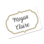 Flexible Adhesive Name Badge Labels, 3 3/8 X 2 1/3, White/gold Border, 120/pk