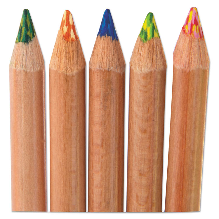 Tri-Tone Color Pencils, 3.8 Mm, Assorted Tri-Tone Lead Colors, Tan Barrel, Dozen