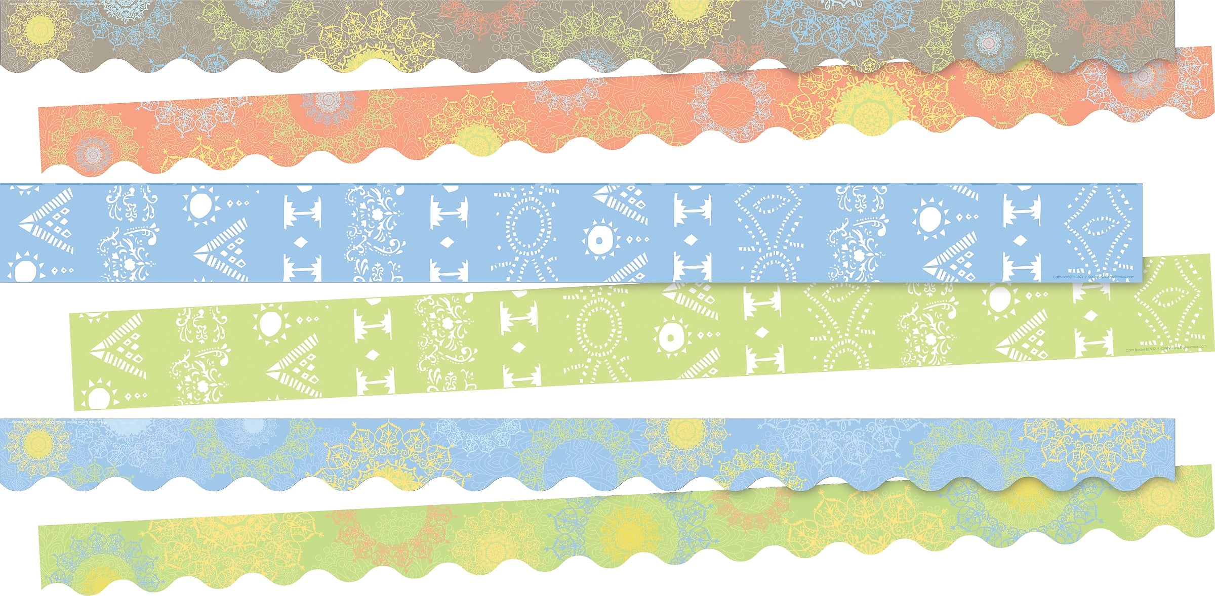 Barker Creek Double-Sided Border Set, Calming Colors, 3 designs, 38/Set (4036)