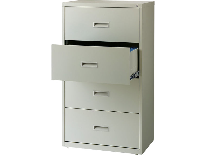 Hirsh HL1000 Series 4-Drawer Lateral File Cabinet, Letter/Legal Size, Lockable, 52.5"H x 30"W x 18.63"D, Light Gray (19440)