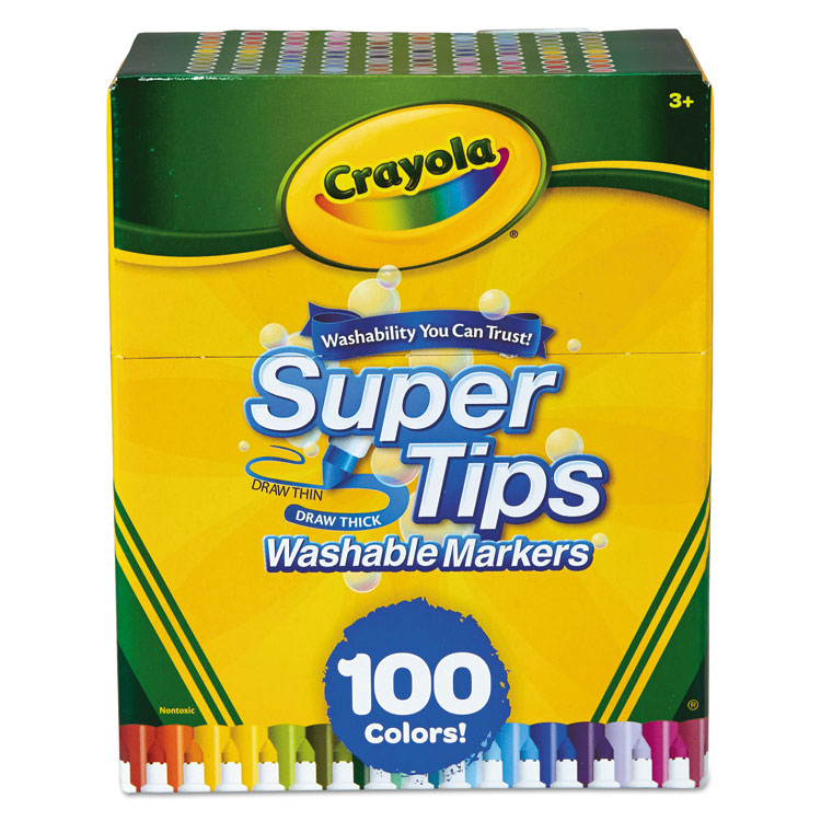 Super Tips Washable Markers, Fine/broad Bullet Tips, Assorted Colors, 100/set