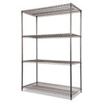 Wire Shelving Starter Kit, Four-Shelf, 48w X 24d X 72h, Black Anthracite